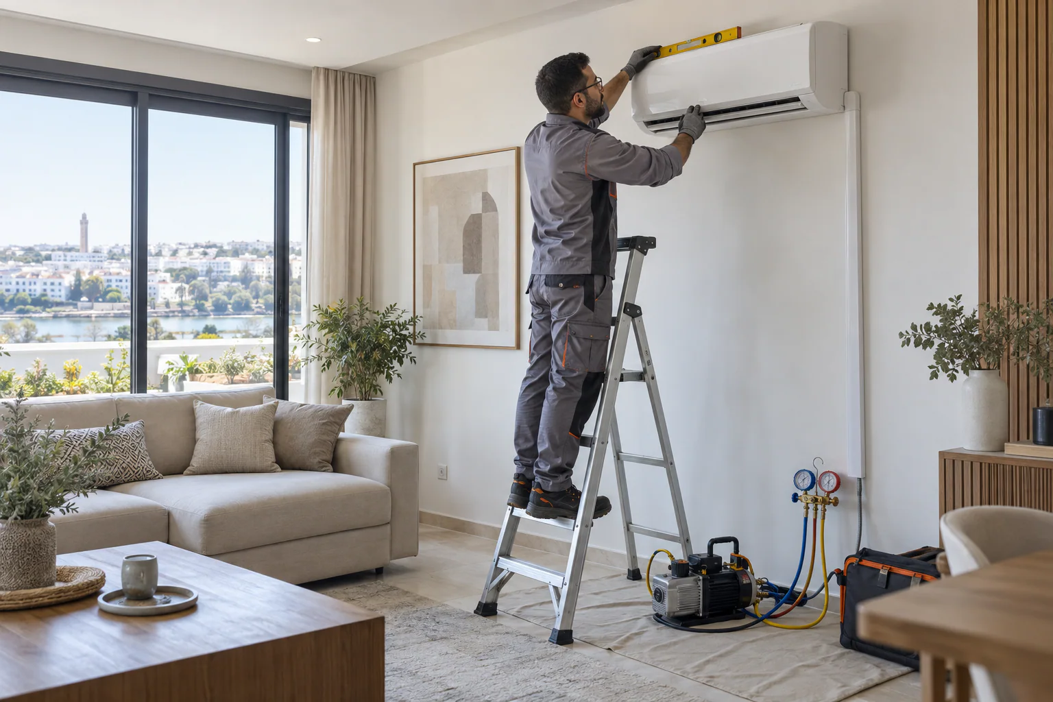 Installation professionnelle d'un climatiseur split au Maroc