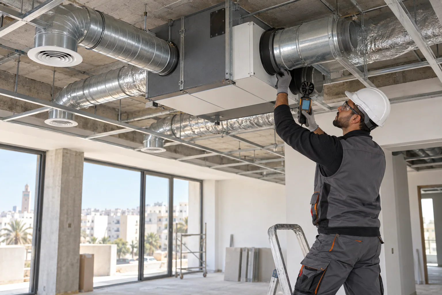 Installation d'une VMC double flux avec gaines métalliques